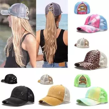 Бейсбольная кепка Vrouwen Paardenstaart Snapback Verstelbare Paardenstaart Gorras Pet Zomer Zonnehoed Mesh Trucker Hoed Pet Femm No Logo
