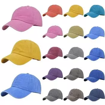 Бейсбольная кепка, вымытый старый солнцезащитный козырек, однотонная легкая пластина, язычок, кепка для родителей и детей One Size оранжевый