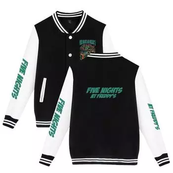 Бейсбольная куртка Five Nights At Freddy s для мужчин и женщин, куртки в стиле Харадзюку в стиле хип-хоп, уличная одежда, свободные пальто для студентов для мальчиков и девочек XS темно-синий