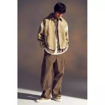 Бейсбольная куртка HM Felted свободного кроя бежевого цвета S