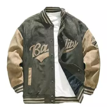 Бейсбольная куртка мужская ретро-куртка весна-осень свободный верх вышитая куртка L