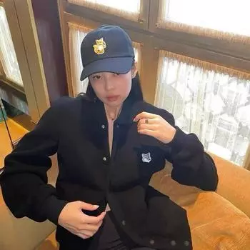 Бейсбольная куртка Retro Slim Fit Fox Head от Дженни Ким Large чёрный