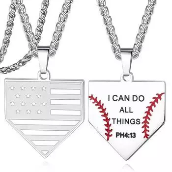 Бейсбольная мода простая подвеска индивидуальность ожерелье из нержавеющей стали национальный флаг