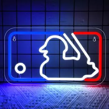 Бейсбольная неоновая вывеска для декора стен, бейсбольная светодиодная вывеска для мужской пещеры, бейсбольная световая вывеска для спортивного клуба
