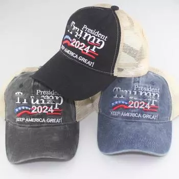 Бейсбольная шляпа Trump 2024 с вышитым буквенным принтом Keep America Great Hat, регулируемая защелка с расширенными полями, защитная шляпа от солнца с мытой