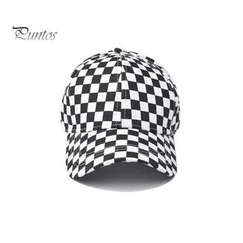 Бейсбольная шляпа унисекс с клетчатым принтом, соответствующие цветам, с длинными полями, регулируемым хвостиком, с защитой от УФ-лучей, защита от солнца, спортивная фуражка для спорта на открытом воздухе чёрный