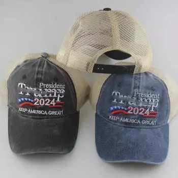 Бейсбольная шляпа Yousheng Trump 2024 с вышитым буквенным принтом Keep America Great Hat, регулируемая защелка с расширенными полями, защитная шляпа от солнца D