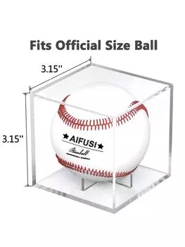 Бейсбольная витрина, стойкая к ультрафиолетовому излучению, акриловый куб, бейсбольная стойка, квадратная прозрачная коробка, сувенирная витрина и хранилище, спортивная канцелярия белый