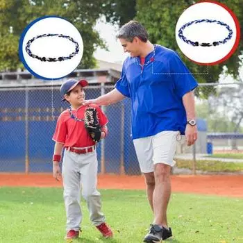 Бейсбольное ожерелье, 18-дюймовая трехплетеная веревка, спортивное ожерелье, ювелирные изделия Team Spirit, аксессуар для фанатов бейсбола, футбола, софтбола 1pc синий/белый