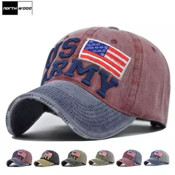 Бейсбольные кепки NORTHWOOD армии США с вышивкой, шляпы Snapback, кепка дальнобойщика, мужская и женская кепка 54-60 cm чёрный