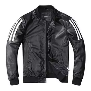 Бейсбольные куртки с вышивкой, куртка из натуральной воловьей кожи, мужские мотоциклетные байкерские пальто, осеннее мужское пальто M
