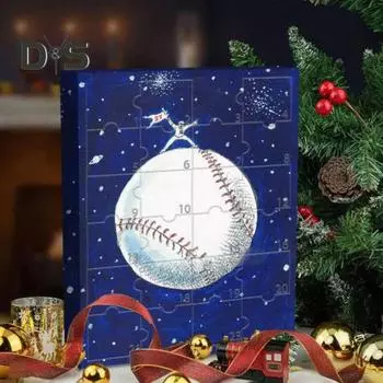 Бейсбольный адвент-календарь 2024 Бейсбольный адвент-календарь с 24 маленькими дверцами 24 дня обратный отсчет до Рождества Подарки Миниатюрная коллекция украшений в бейсбольном стиле A