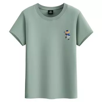 Бейсбольный медведь M-6XL Мужская футболка из чистого хлопка с короткими рукавами и круглым вырезом Футболка для мальчика M