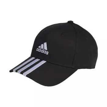 Бейсболка Adidas Cap 3 Stripes Cotton Twill DKH29 Мужская черная/белая (IB3242) OSFX