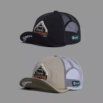 бейсболка американская ретро быстросохнущая сетчатая кепка для кемпинга кепка кепка с короткими полями дышащая сетчатая шляпа с плоскими полями M56-58cm чёрный