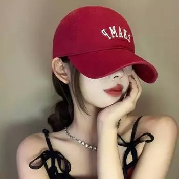 Бейсболка бордового цвета для женщин, маленькое лицо, большая окружность головы, кепка с козырьком, не сложенная, увеличенные и расширенные поля шляпы, универсальная мужская Adjustable CHAMP Baseball Cap 23 красный