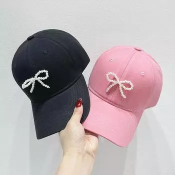 Бейсболка Chic Pearl Bowknot для женщин — регулируемая, солнцезащитная и стильная, из дышащего полиэстера, идеально подходит для занятий спортом на открытом воздухе и повседневной носки Adjustable чёрный