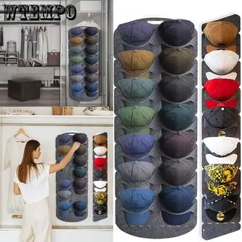 Бейсболка Дисплей Держатель Стойка Стена Дверь Задняя сумка Для хранения Подвесная сумка Большая емкость Дисплей Стенд Для хранения Полка Домашний органайзер Single row серый