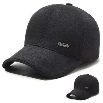 Бейсболка для людей среднего и пожилого возраста, теплая флисовая шапка для защиты ушей, мужская хлопковая шапка для отцов, кепка для защиты от холода. Adjustable серый