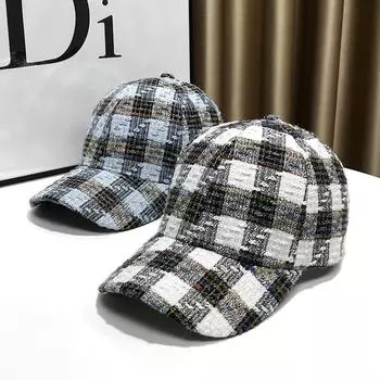 Бейсболка для мужчин и женщин осень и зима 2024 новые винтажные клетчатые шляпы британские парные солнцезащитные шляпы шляпы с утиным язычком 54-59cm белый