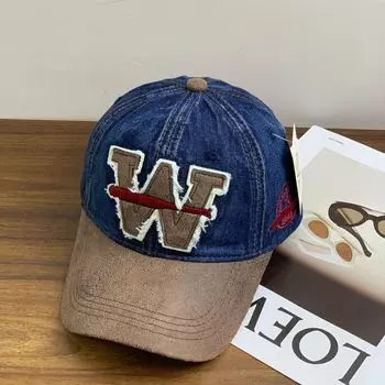 Бейсболка европейская и американская ретро-джинса, солнцезащитный крем для мужчин и женщин, уличный универсальный, легкий, с загнутыми полями, кепка в стиле хип-хоп M56-58cm чёрный