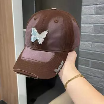Бейсболка Ins Metal Butterfly для мужчин и женщин из мягкого хлопка Snapback, солнцезащитные козырьки, кепки для дальнобойщиков в стиле хип-хоп, Casquette Adult 56-58cm кофейный