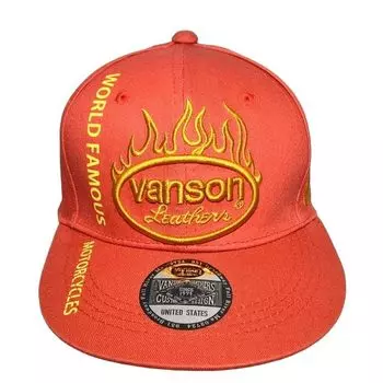 Бейсболка из 6 панелей из твила с оранжевым логотипом, овальная, байкерская, мотоциклетная, подходит для [Vanson] NVCP-2304, мужская (Один из самых) оранжевый