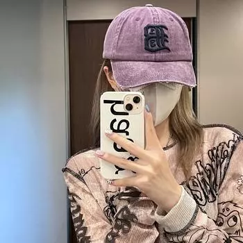 Бейсболка из американского потертого денима, женская, с большой окружностью головы, мягкий верх, показывающий лицо, маленькая шляпа, модная кепка для мужчин average size (54-58cm) фиолетовый