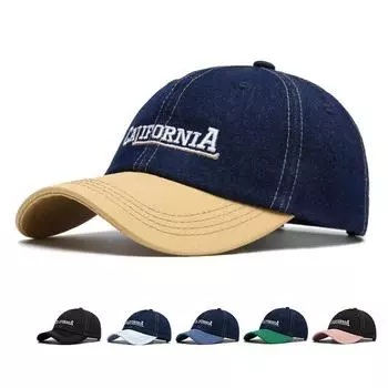 Бейсболка из джинсовой ткани с цветными блоками, мужская кепка с вышитыми буквами, женская шляпа от солнца чёрный