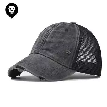 Бейсболка из хлопка 12 цветов с рваными краями, универсальная, персонализированная, однотонная сетчатая кепка для активного отдыха Adjustable