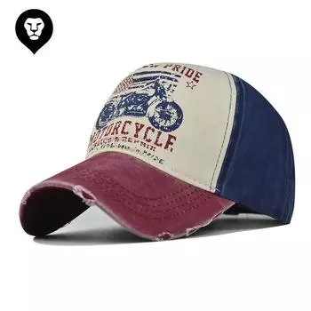 Бейсболка из хлопка для мужчин и женщин, корейская версия кепки, британская потертая кепка с принтом из денима для улицы Adjustable
