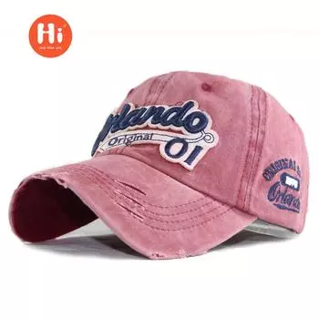 Бейсболка из хлопка с вышитыми нашивками «Орландо», мужские и женские кепки с регулировкой 55-60CM