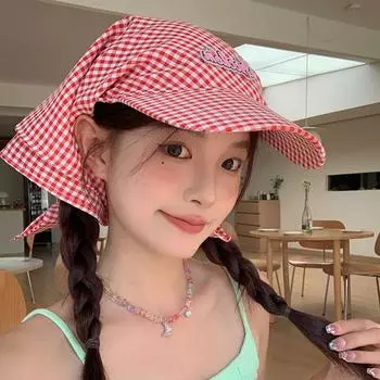 Бейсболка из хлопковой клетчатой ткани с вышитыми буквами, модная бандана на ремешках, пляжная шляпа синий