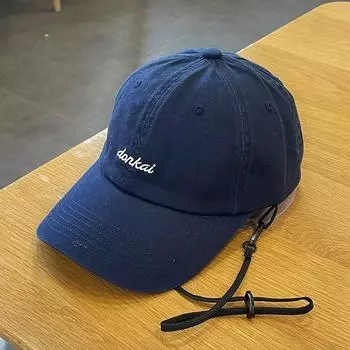 Бейсболка из мягкого хлопка с вышивкой, женская, для пар, спортивная, со шнурком, ветрозащитная, для улицы, солнцезащитная, мужская Adjustable темно-синий