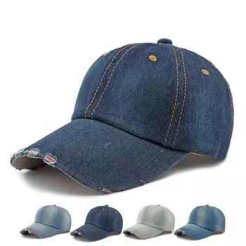 Бейсболка из мытой джинсовой ткани, мужская и женская солнцезащитная кепка на открытом воздухе темно-синий