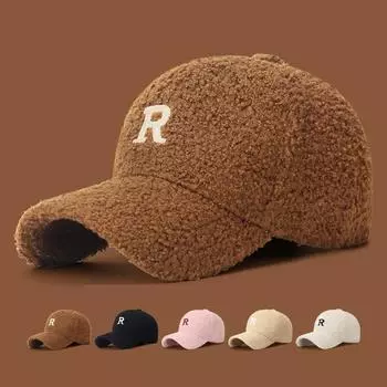 Бейсболка из овечьего флиса с вышитыми буквами, женская осенне-зимняя кепка хаки