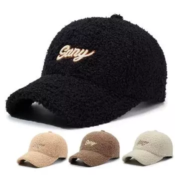 Бейсболка из овечьей шерсти осень-зима женская с вышитыми буквами теплая спортивная кепка для отдыха на открытом воздухе кофейный