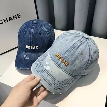 Бейсболка из рваного денима, женская летняя универсальная потертая шляпа, мужская модная кепка с мягким верхом и солнцезащитным козырьком adjustable