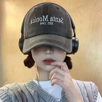 Бейсболка из стираного денима, женская, с большой окружностью головы, с широкими полями, ретро, увеличенная, углубленная, мягкая шляпа, прилив серый