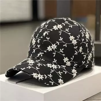 Бейсболка Элегантная кепка со стразами Sun Duck Tongue, модная и универсальная летняя женская цветочная солнцезащитная шляпа 56-58cm белый