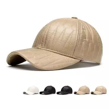 Бейсболка мужская женская осенне-зимняя кепка ромбическая толстая большая окружность головы шляпа от солнца Style2 бежевый