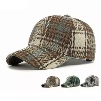 Бейсболка осень-зима мужская ретро цветная клетчатая солнцезащитная кепка зелёный