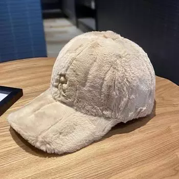 Бейсболка осень зима женская искусственная шерстяная шапка сохраняющая тепло кепка плюшевая бейсболка бейсболка сплошной солнцезащитный козырек белый