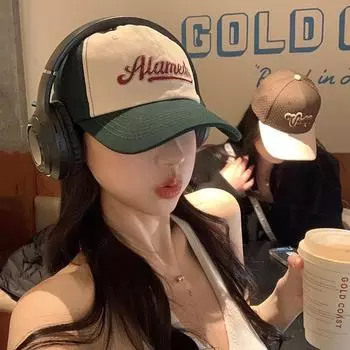 Бейсболка с американским ретро-алфавитом, женская весенне-летняя шляпа с глубоким верхом и широкими полями, показывающая лицо, маленькая кепка, модная и универсальная Adjustable красный