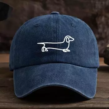 Бейсболка с длинным козырьком и принтом собаки, унисекс, для улицы, модная и универсальная, в американском выстиранном ретро-стиле