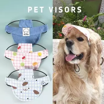 Бейсболка с изображением питомца и отверстиями для ушей, шляпа от солнца для собак на открытом воздухе с регулируемыми ремнями, козырек с защитой от ультрафиолета для маленьких и средних собак и кошек S темно-синий