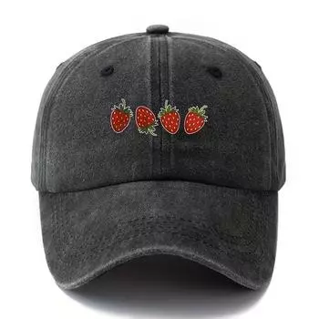 Бейсболка с клубничным принтом, повседневный и модный стиль, унисекс кепка-утка, для путешествий на открытом воздухе, для кемпинга