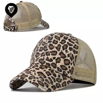 Бейсболка с леопардовым принтом и завязанным хвостом. Кепка для импортных товаров. Женская летняя, весенняя и осенняя кепка с солнцезащитным экраном. Однотонная кепка с козырьком. Adjustable