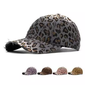Бейсболка с леопардовым принтом в стиле ретро, женская, весна-лето-осень, солнцезащитный козырек от солнца, кепка с отверстием под шляпу хаки