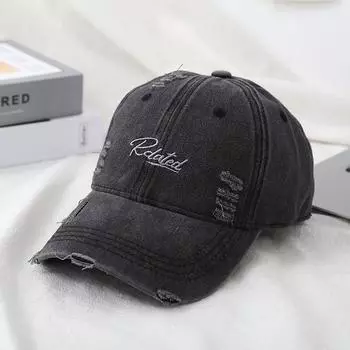 Бейсболка с мягким верхом и загнутыми полями для отдыха на природе с вышитым алфавитом для мужчин и женщин на весну и осень M56-58cm чёрный